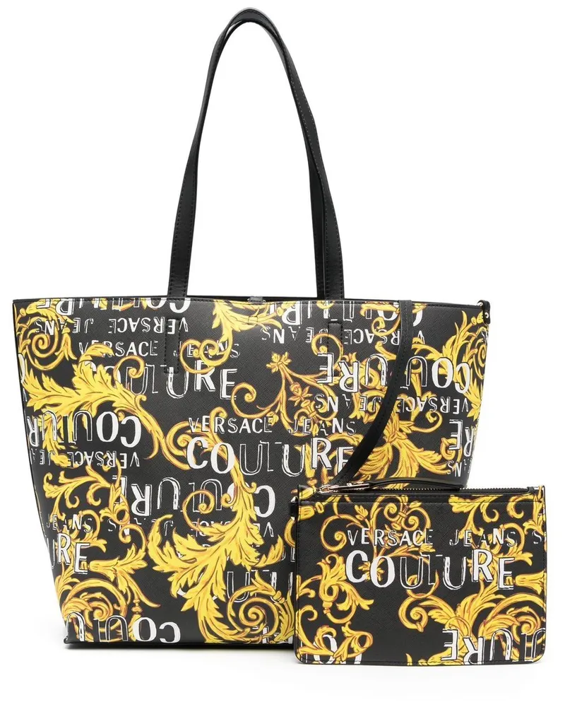 Versace Jeans Handtasche mit Logo-Print - Schwarz Schwarz