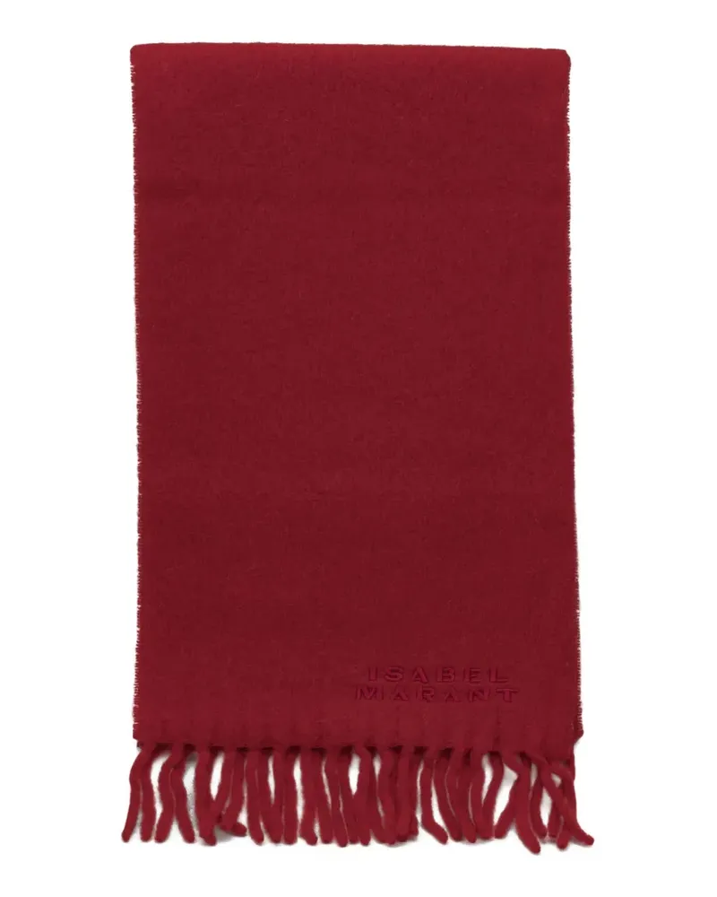 Isabel Marant Firny logo-embroidered fringed scarf - Rot Rot