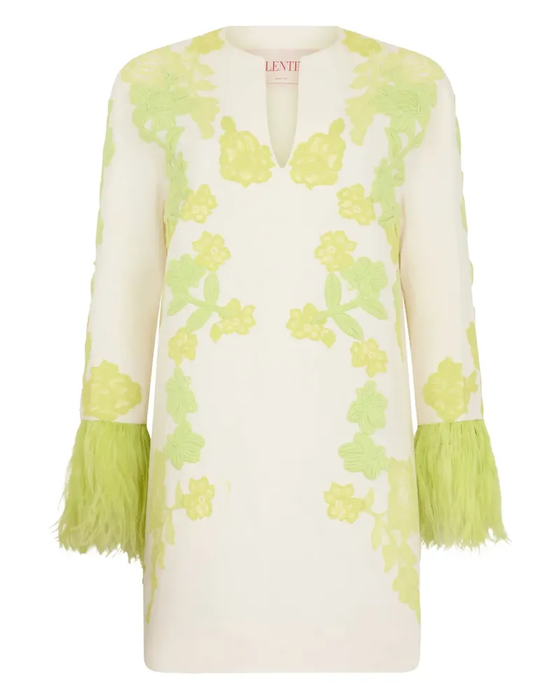 Valentino Garavani floral-embroidered midi dress - Nude Nude