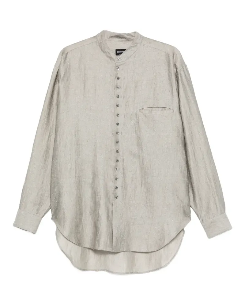 Giorgio Armani Hemd ohne Kragen - Grau Grau