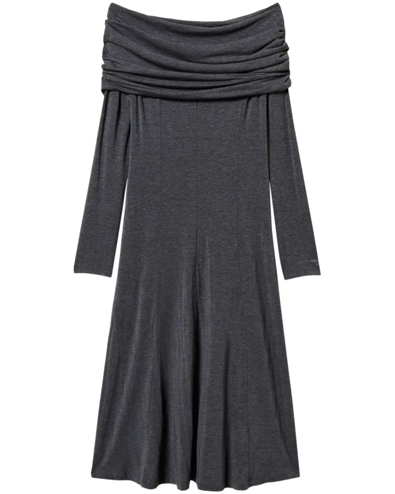 Twin-Set Schulterfreies Midikleid - Grau Grau