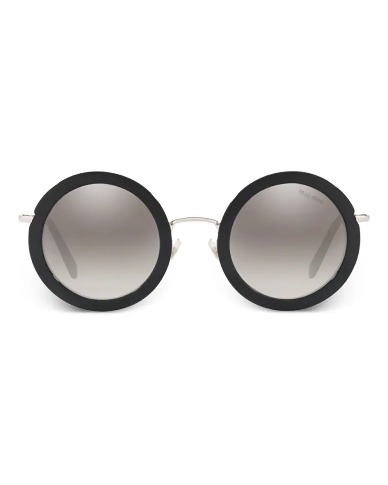 Miu Miu MU 59US Sonnenbrille mit rundem Gestell - Schwarz Schwarz