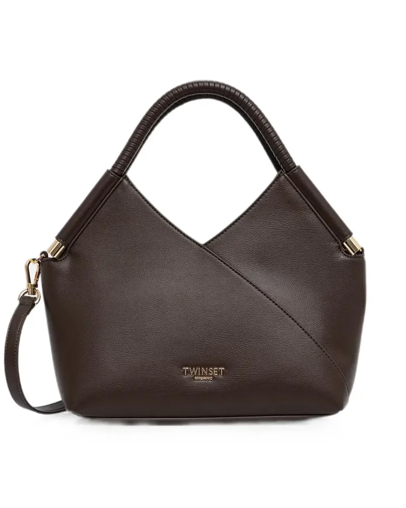 Twin-Set wrapped-detail logo-plaque tote bag - Braun Braun