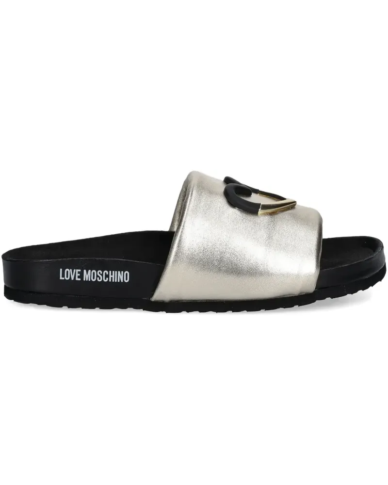 Moschino Pantoletten im Metallic-Look - Gold Gold