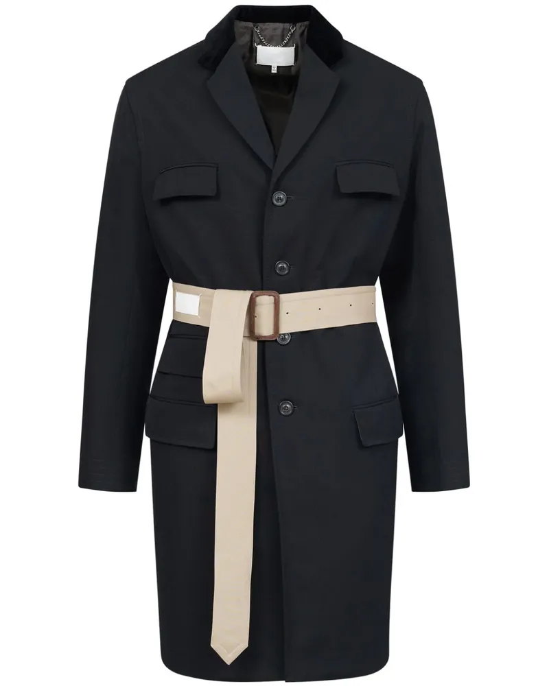 Maison Margiela Zweifarbiger Mantel mit Gürtel - Schwarz Schwarz