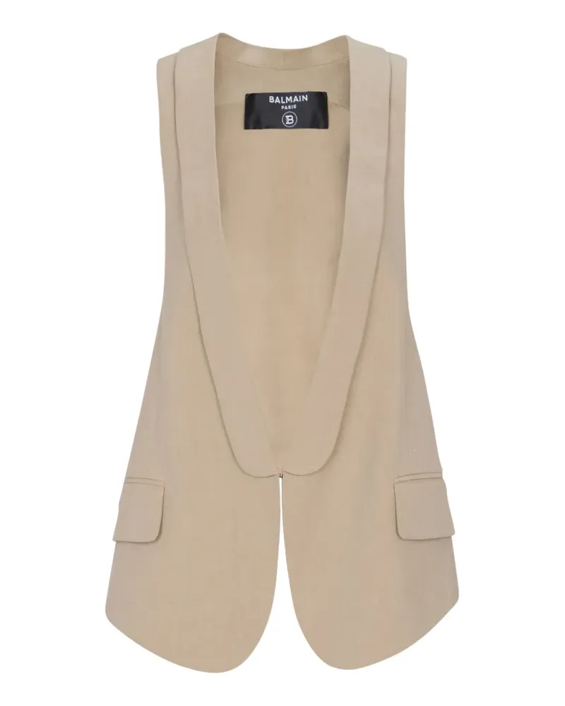 Balmain Asymmetrische Gabardine-Weste - Nude Nude