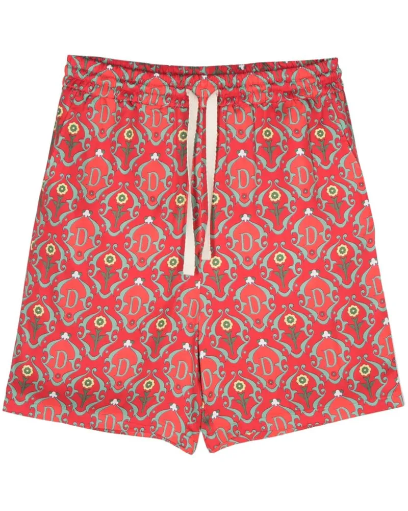 Drôle de Monsieur Kordelzug-Bermudas mit grafischem Print Rot