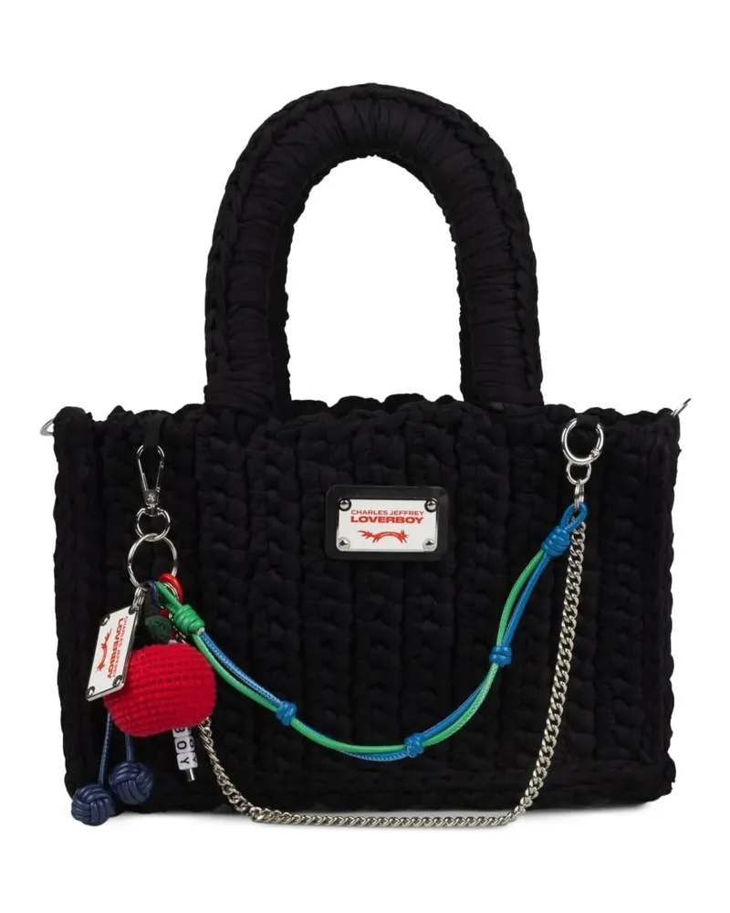 Charles Jeffrey Loverboy Nana Tote Bag mit Apfelanhänger - Schwarz Schwarz
