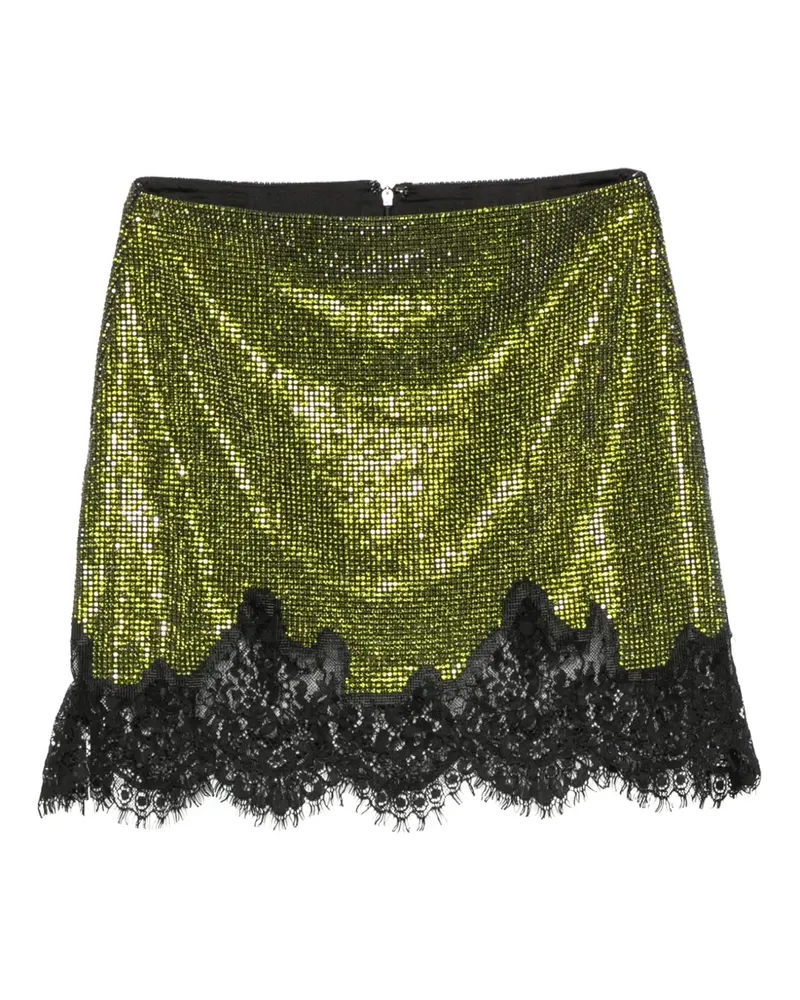 Self-Portrait sequin-embellished lace-trim skirt - Grün Grün