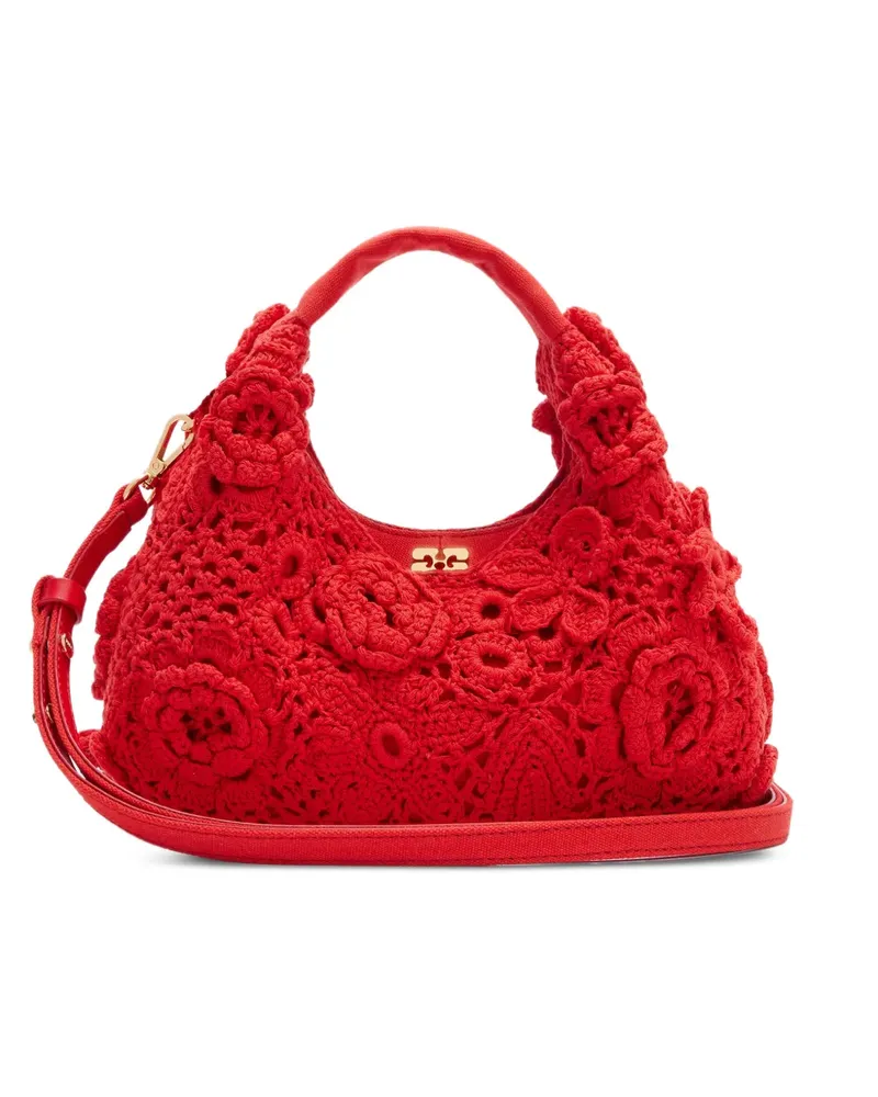 Ganni Handtasche mit Blumenapplikation - Rot Rot