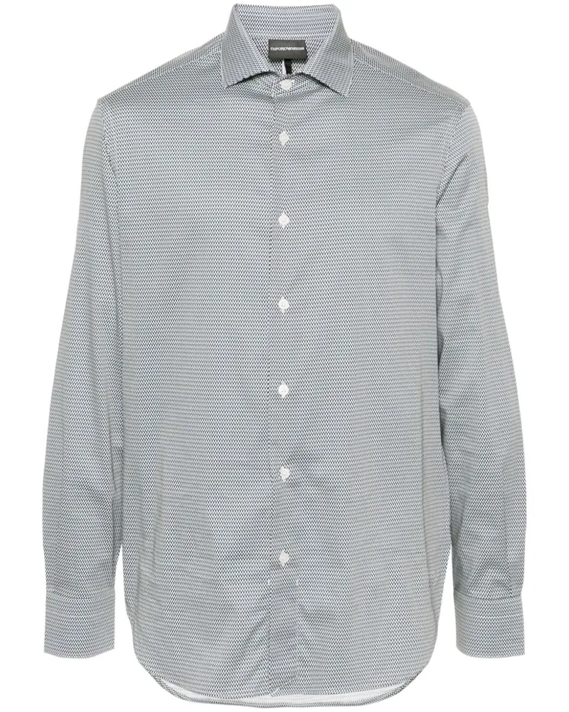 Emporio Armani Hemd mit Wellen-Print - Blau Blau