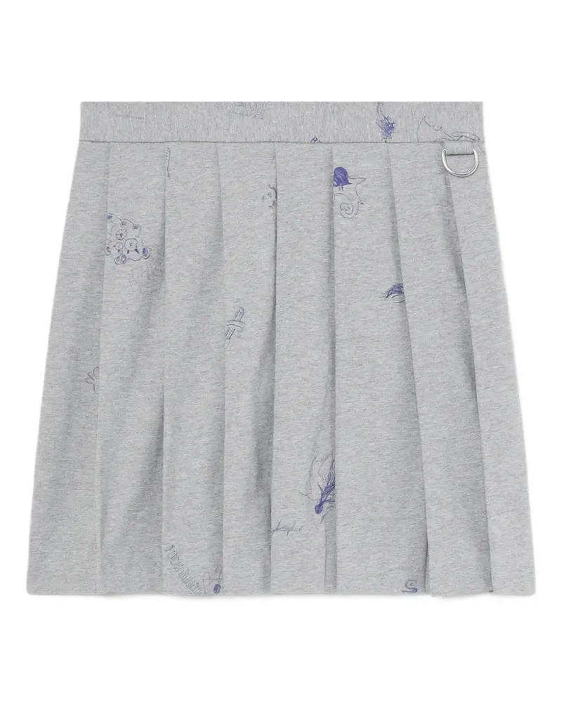 VETEMENTS scribble-print pleated skirt - Grau Grau