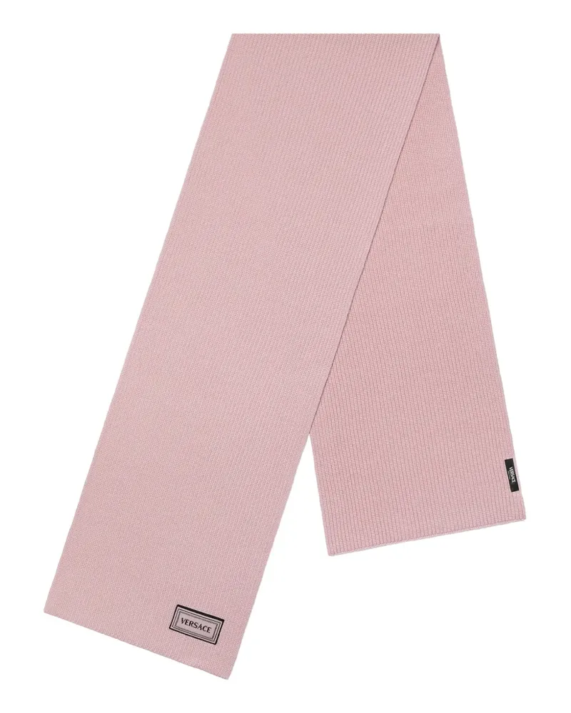 Versace Gerippter Schal mit Logo-Patch - Rosa Rosa