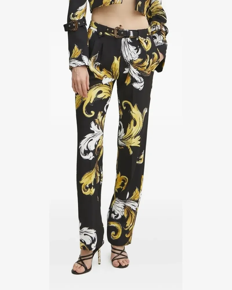 Versace Jeans Hose mit Barock-Print - Schwarz Schwarz