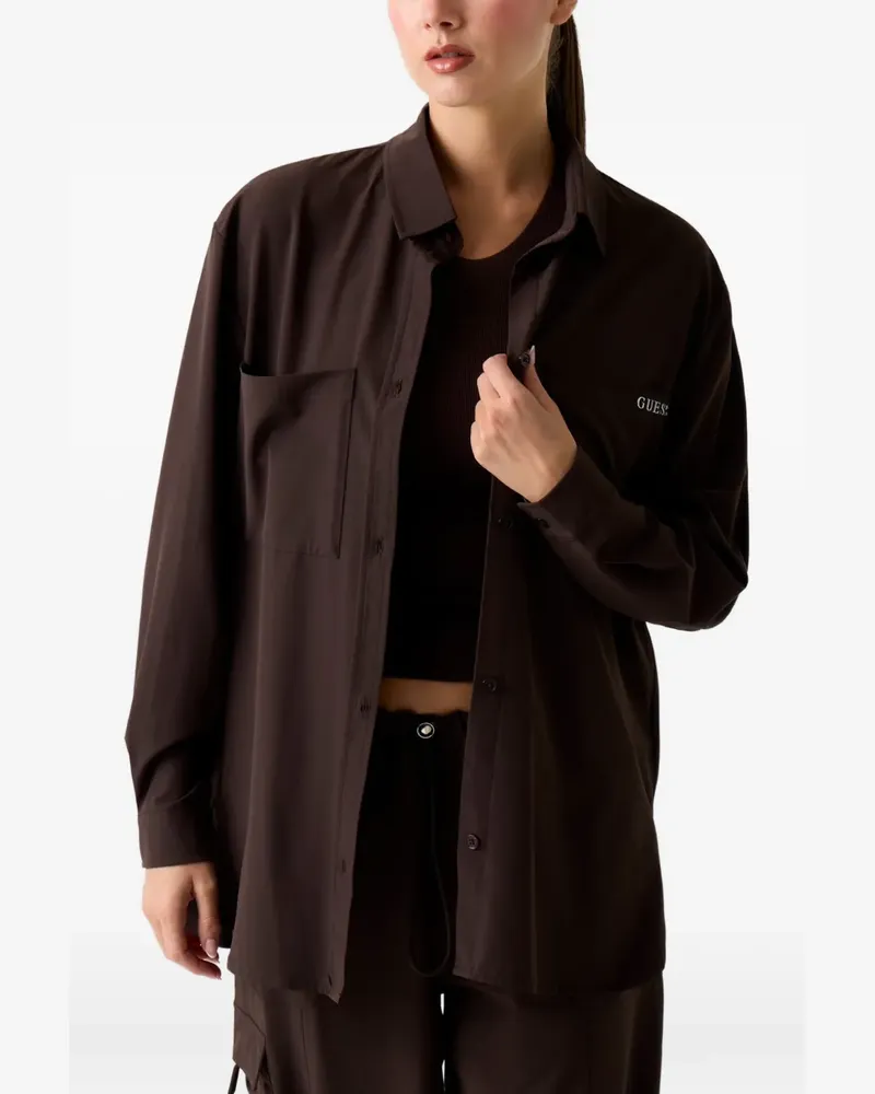 Guess Langärmelige Hemdjacke - Braun Braun