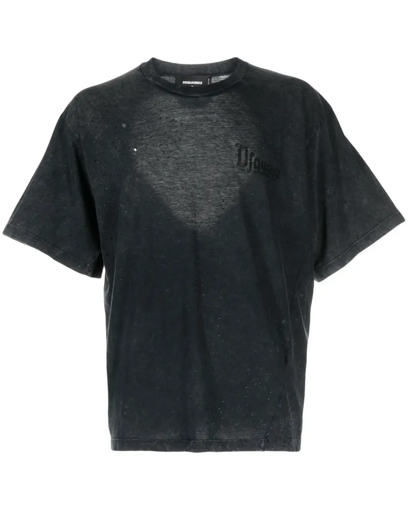 Dsquared2 T-Shirt im Distressed-Look - Schwarz Schwarz