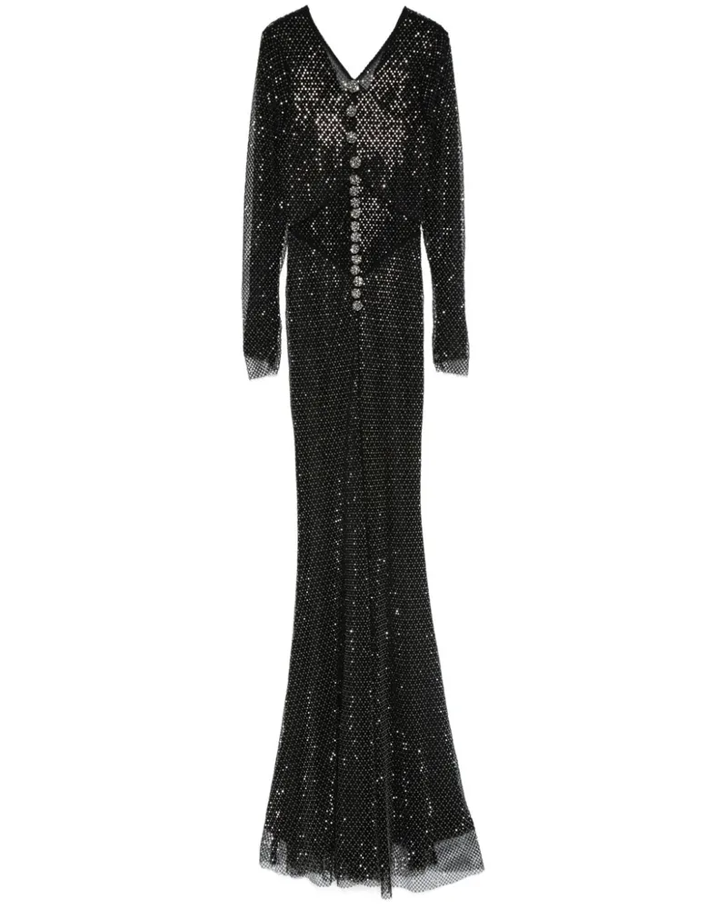 Self-Portrait Abendkleid aus Strass - Schwarz Schwarz