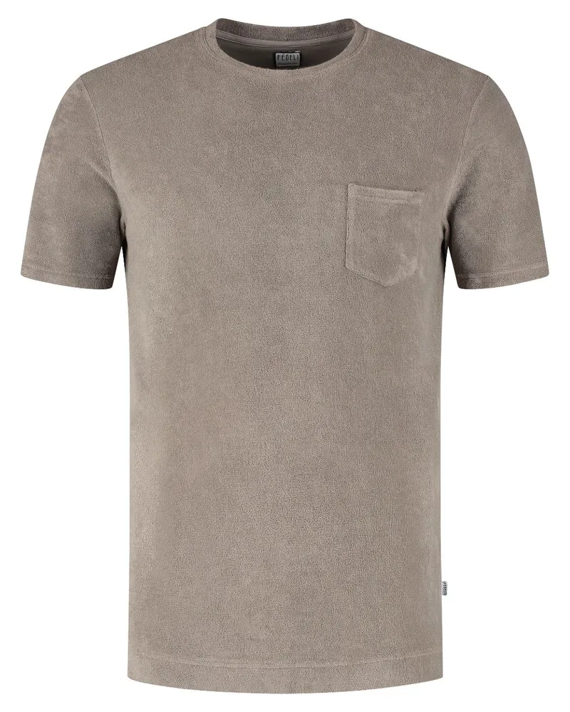 Fedeli T-Shirt mit aufgesetzter Tasche - Braun Braun