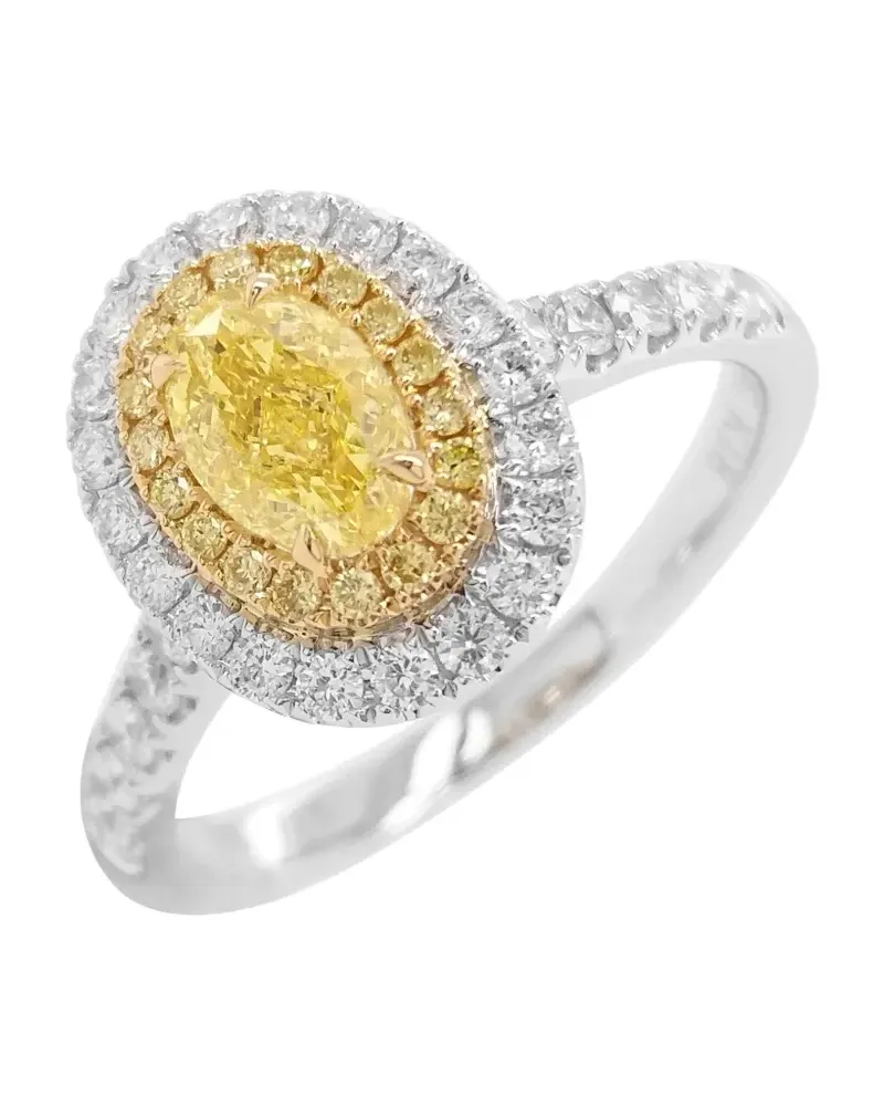 HYT Jewelry 18kt Weißgoldring mit Diamanten - Gelb Gelb