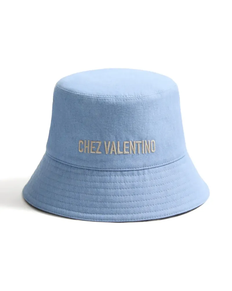 Valentino Garavani Jeans-Fischerhut mit Schriftzug-Stickerei - Blau Blau