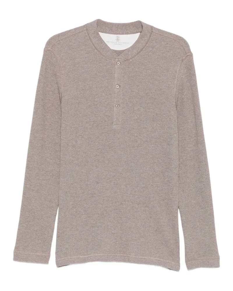 Brunello Cucinelli Waffelstrick-Pullover mit Henley-Ausschnitt - Grau Grau