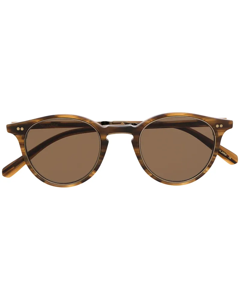 Garrett Leight Runde Sonnenbrille in Schildpattoptik - Braun Braun