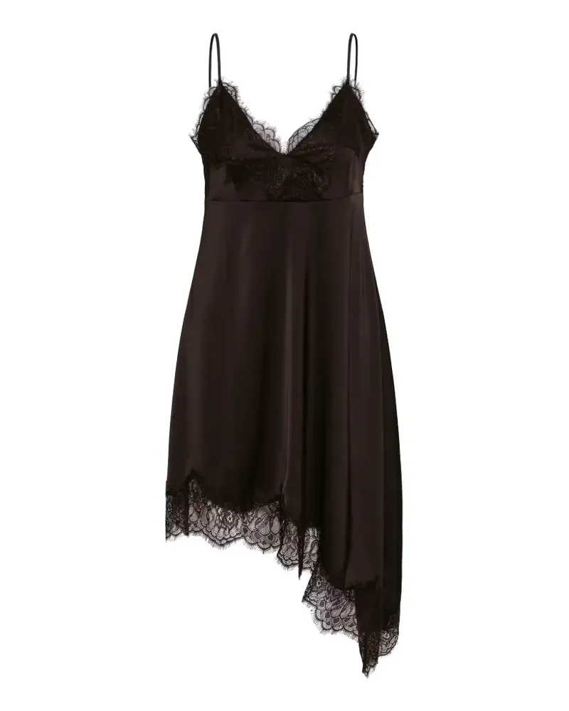Gestuz GZlalou lace-trim asymmetrical dress - Schwarz Schwarz