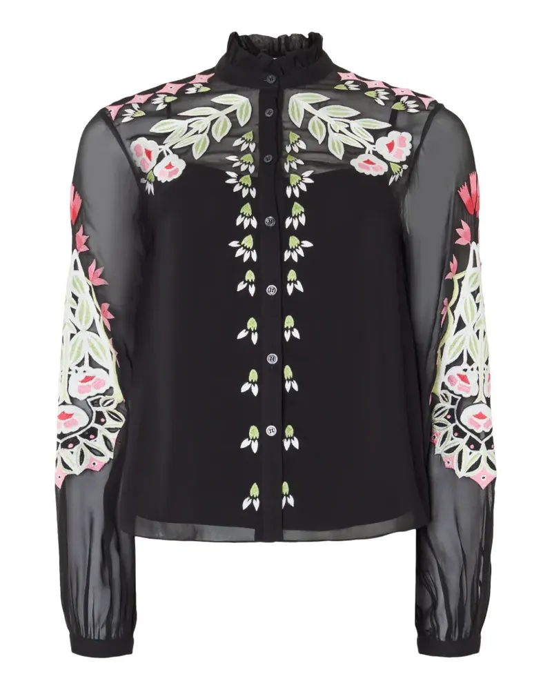 Temperley London Rosalba floral-embroidered shirt - Schwarz Schwarz