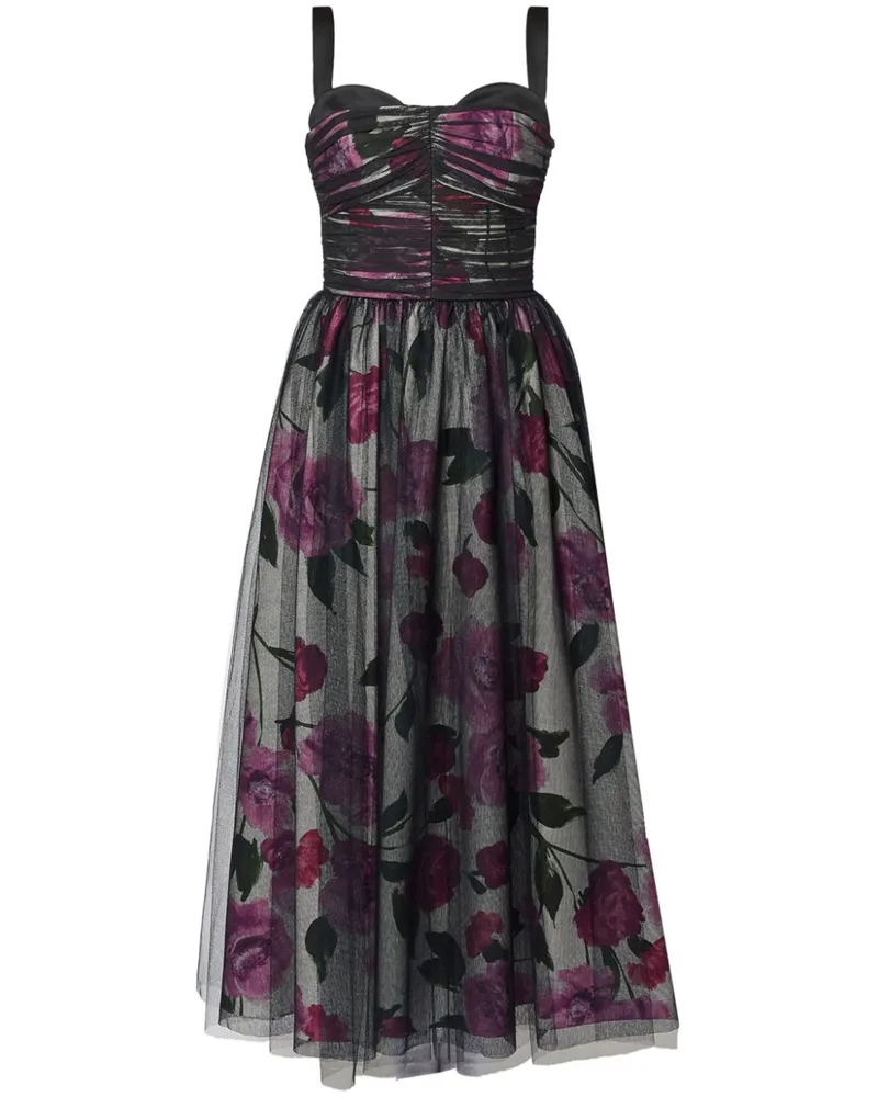 Erdem Midikleid mit Tüll-Overlay - Schwarz Schwarz