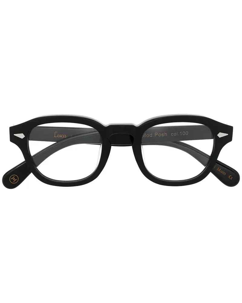 Lesca Brille mit rundem Gestell - Schwarz Schwarz