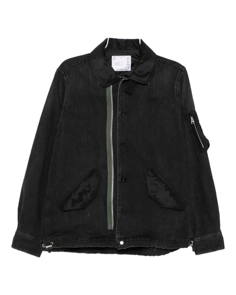 Sacai zip denim jacket - Schwarz Schwarz