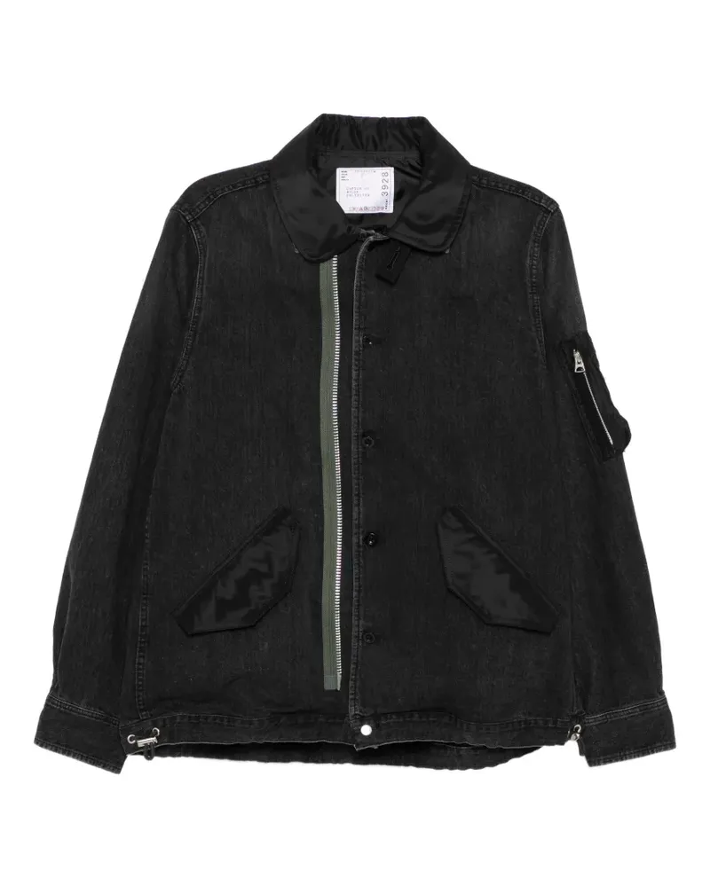 Sacai zip denim jacket - Schwarz Schwarz