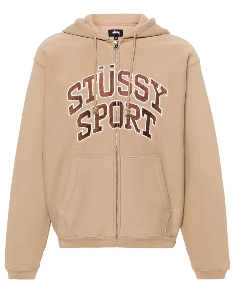 Stüssy Kapuzenjacke mit Logo-Stickerei - Nude Nude