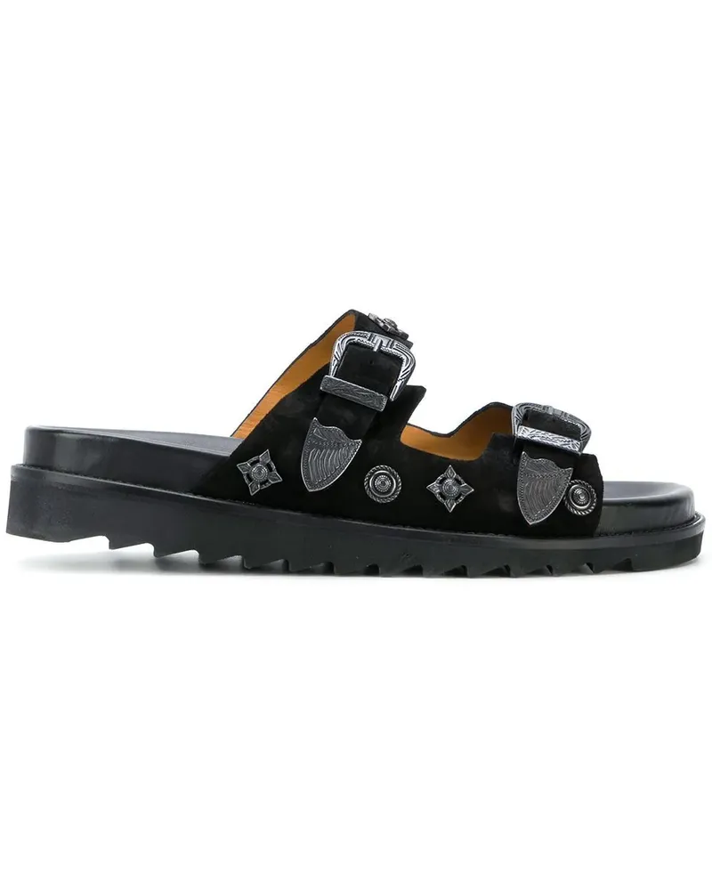 Toga decorative studs buckle leather sandals - Schwarz Schwarz