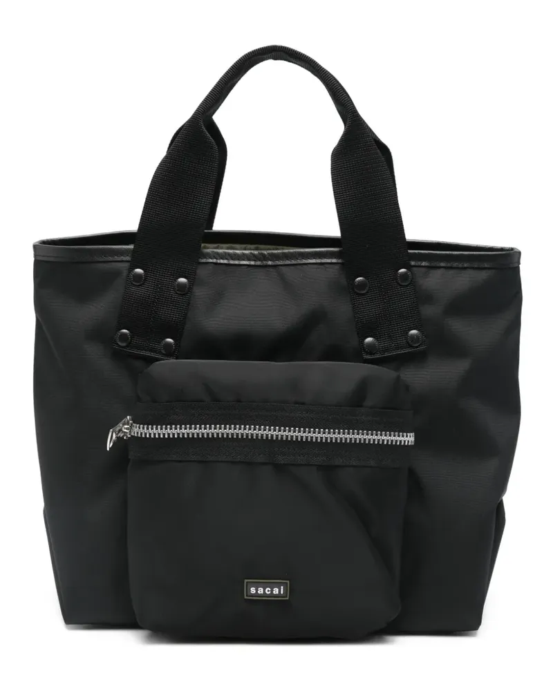 Sacai zip pocket tote bag - Schwarz Schwarz