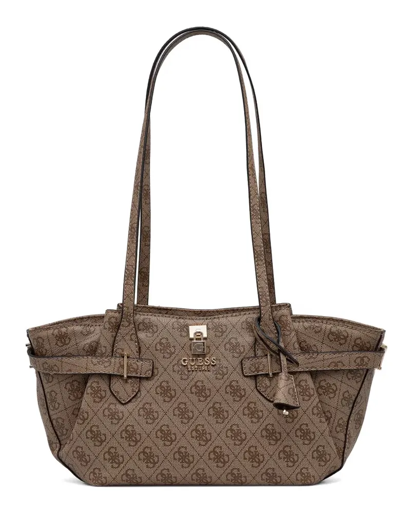 Guess Yesba monogram-pattern padlock-detail shoulder bag - Braun Braun
