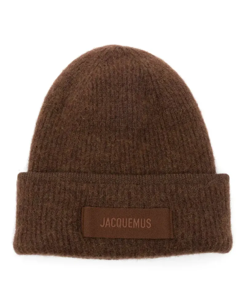Jacquemus Gerippte Beanie mit Logo-Patch - Braun Braun