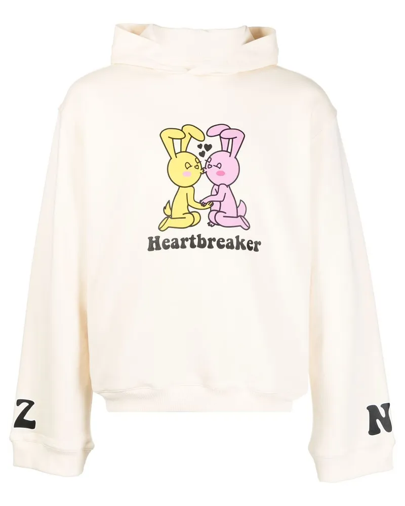 Natasha Zinko Hoodie mit "Heartbreaker"-Print Weiß