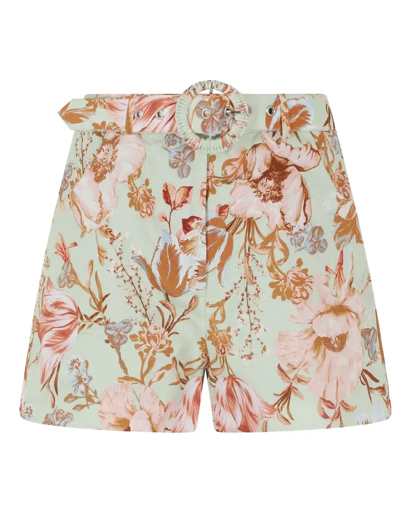 Hemant & Nandita Ezra floral-print belted shorts - Grün Grün