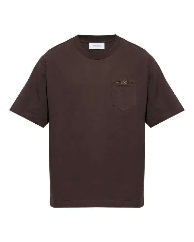 Ferragamo Gancini-detail pocket T-shirt - Braun Braun