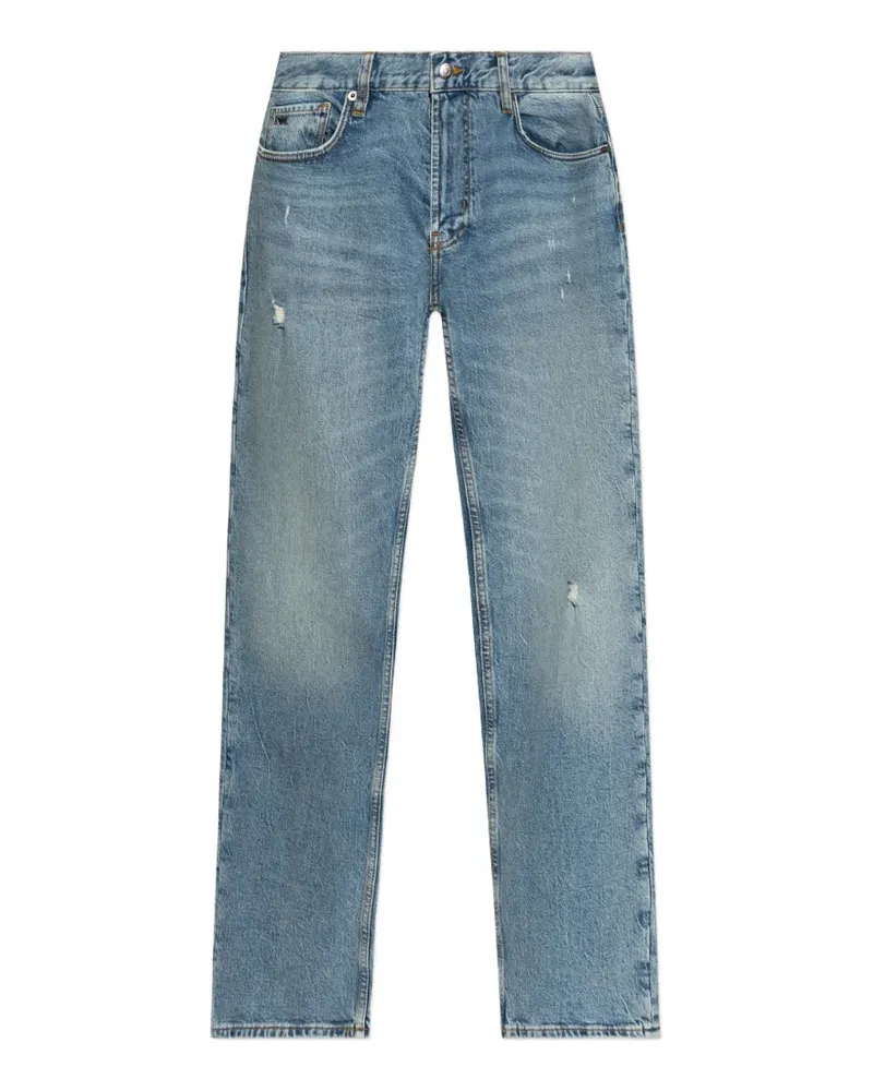 Emporio Armani distressed logo-plaque jeans - Blau Blau