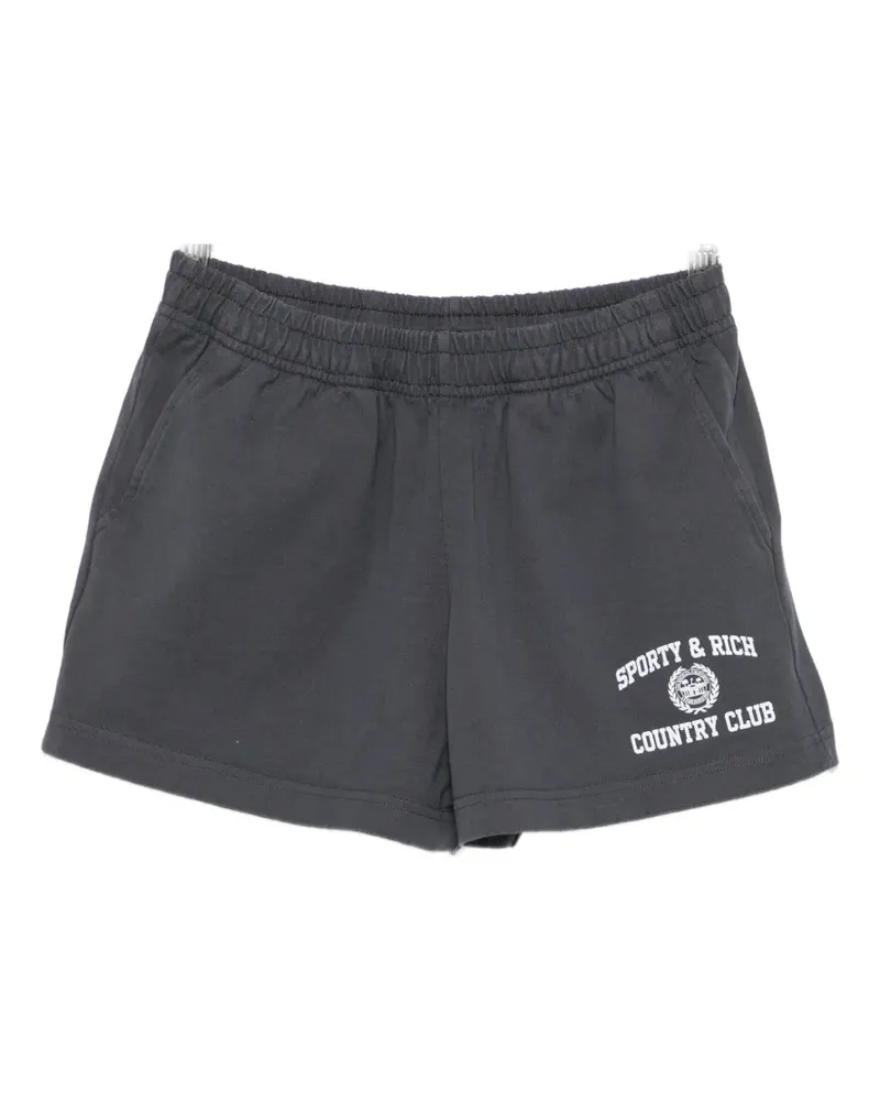 SPORTY & RICH logo-print elasticated shorts - Grau Grau