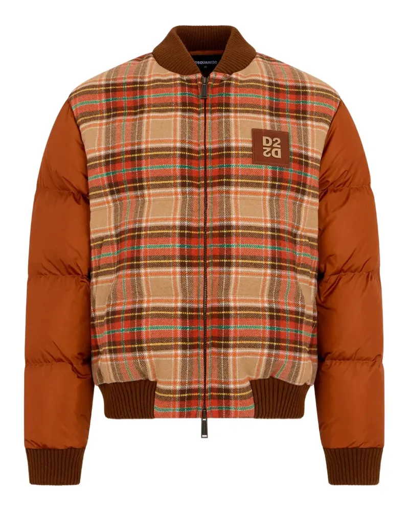 Dsquared2 D2 Cottage Check Daunenjacke aus Wolle und Nylon - Nude Nude