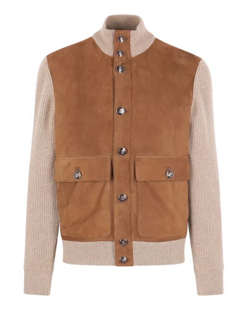 Brunello Cucinelli Cardigan mit Wildledereinsätzen - Nude Nude