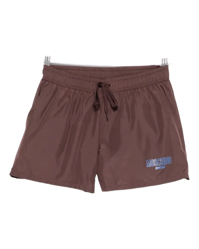 Moschino logo-print drawstring swim shorts - Braun Braun