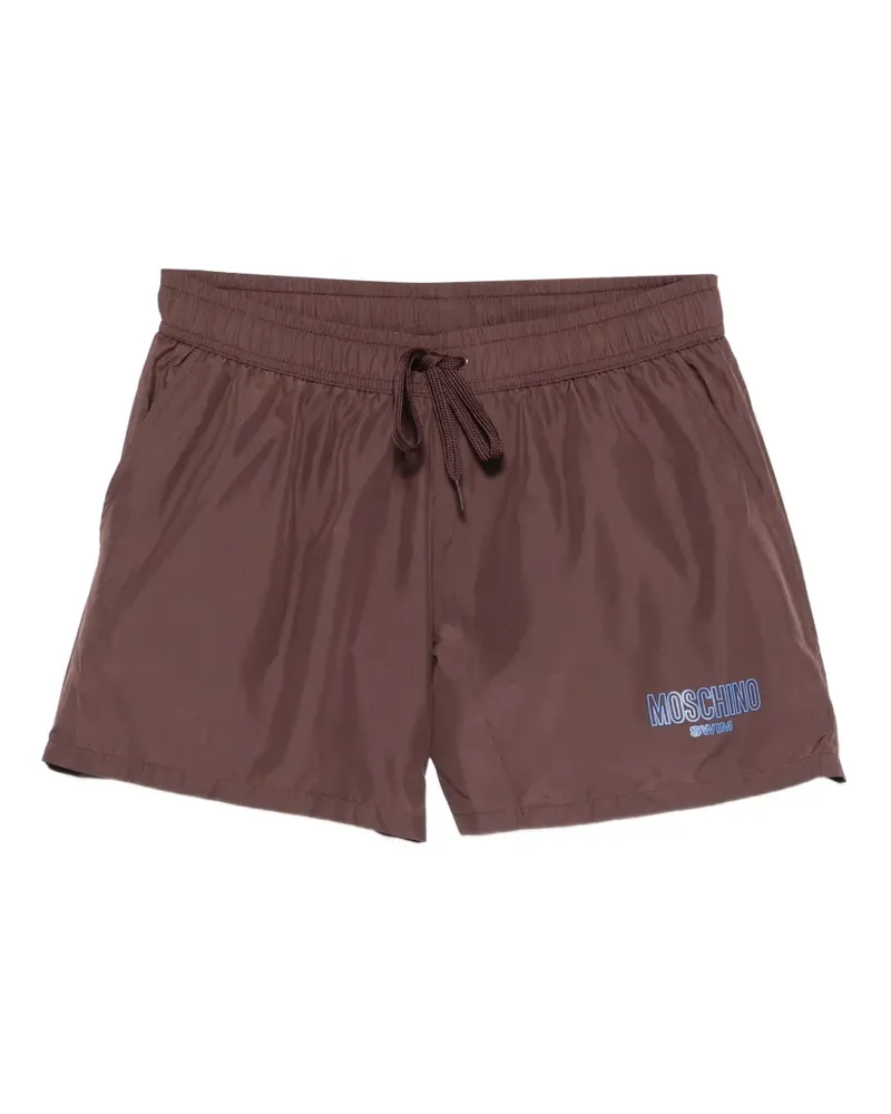 Moschino logo-print drawstring swim shorts - Braun Braun