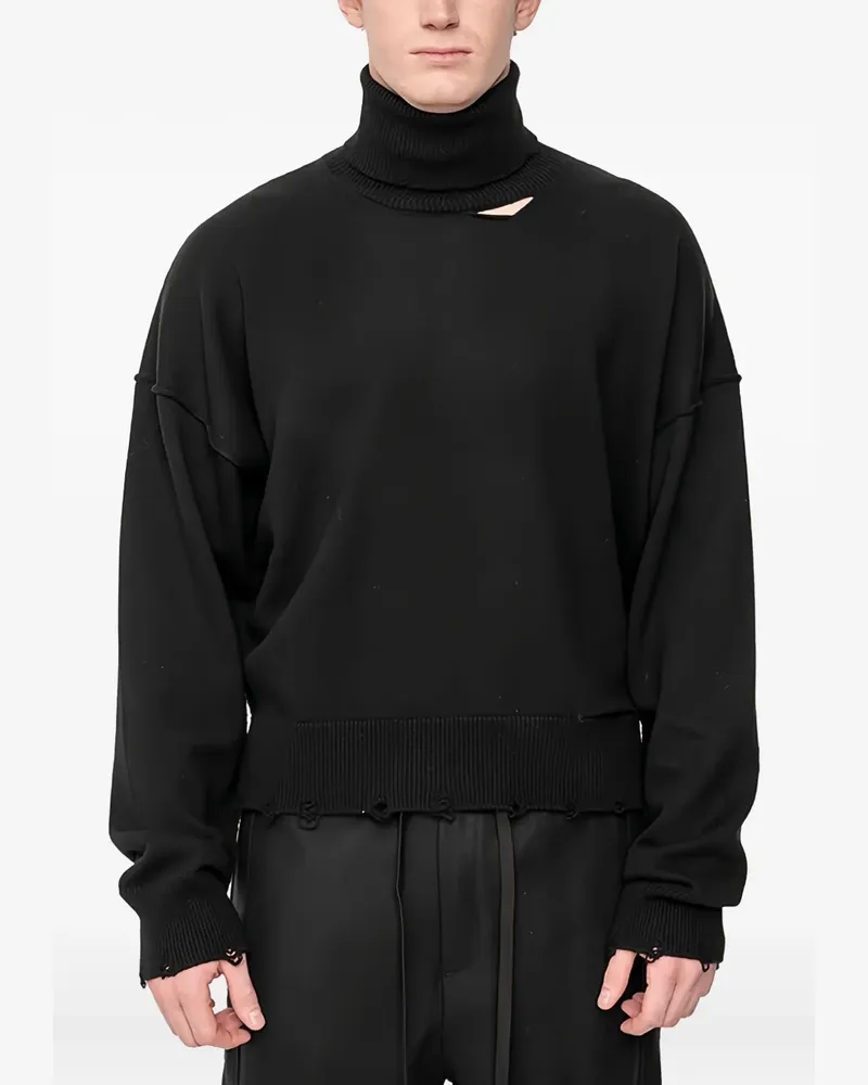 Andrea Ya'aqov roll-neck distressed sweater - Schwarz Schwarz