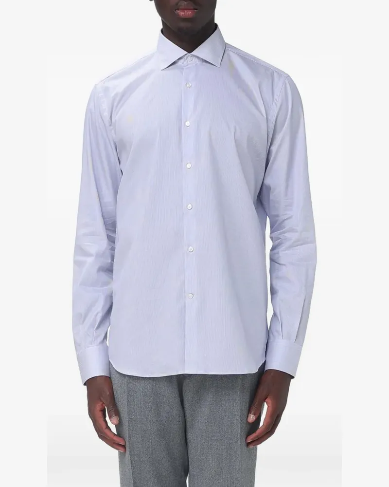 Brooksfield striped cotton-twill shirt - Blau Blau