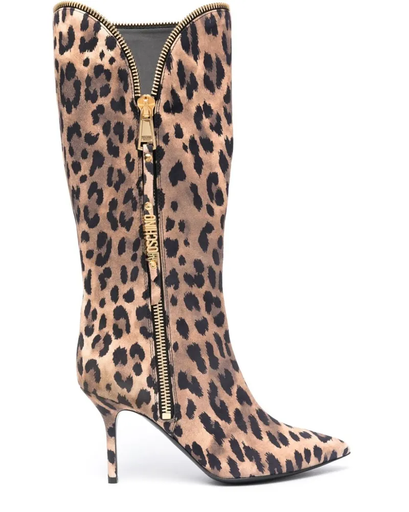 Moschino Stiefel mit Leoparden-Print 85mm Nude