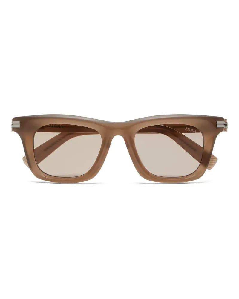 Ermenegildo Zegna Sonnenbrille mit eckigem Gestell - Braun Braun